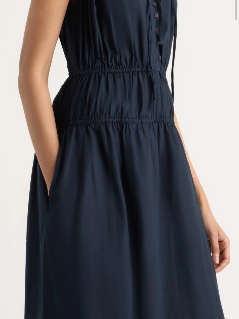 Modern Citizen Iga Gathered Orfanoc Cotton Navy Maxi Dress Size XS NWT - Picture 4 of 9